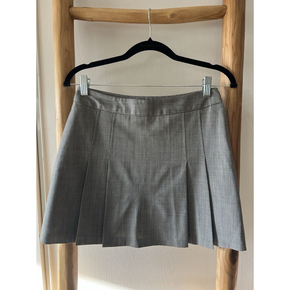 Altinyildiz Women’s Gray Pleated Twill Wool Blend Mini Skirt, Size 2